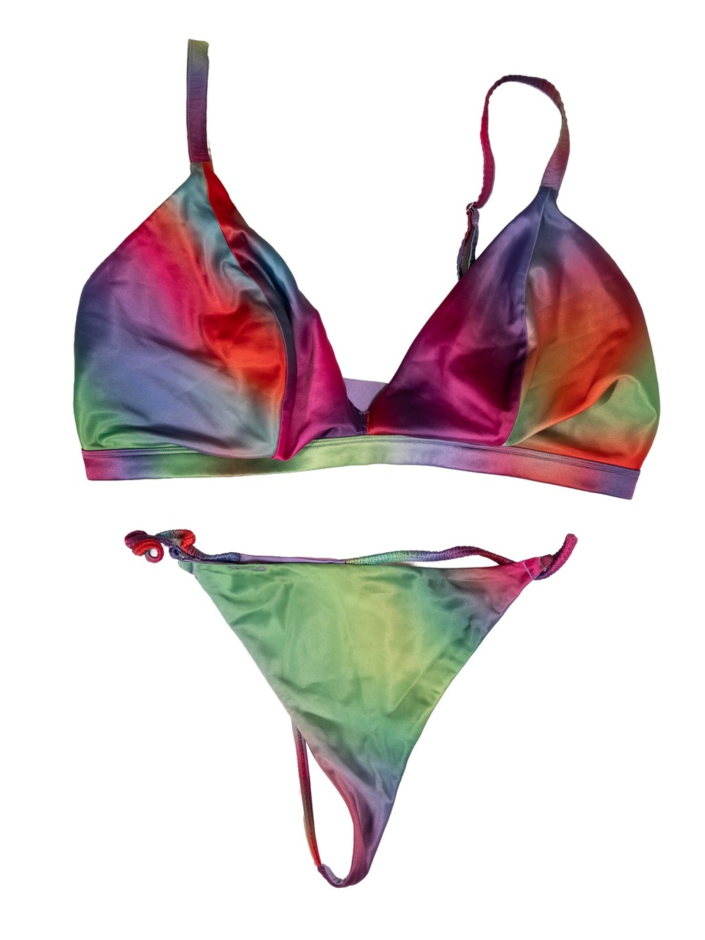 Tie-Dye Rainbow Bra and G-String Set - Multicolor